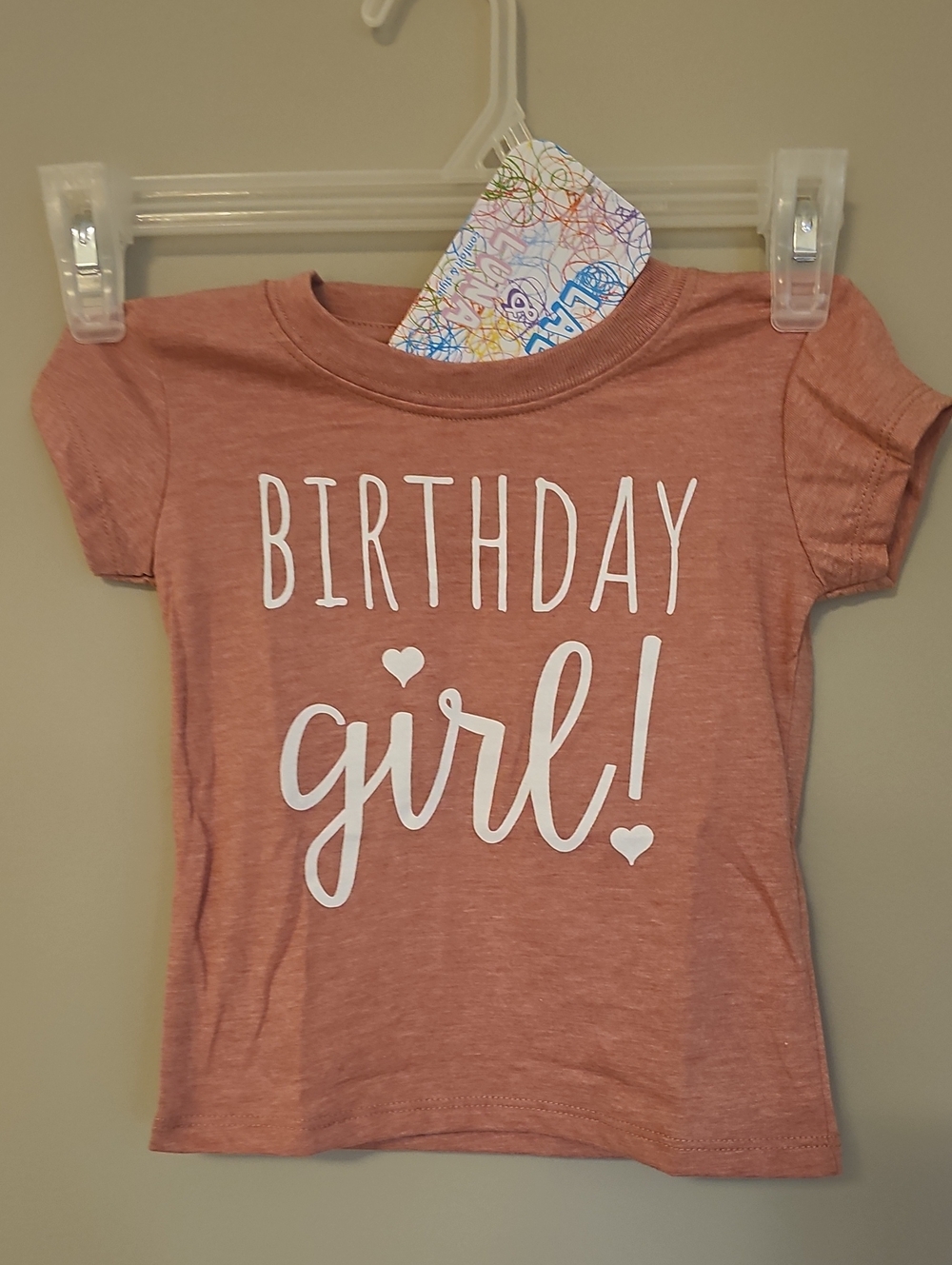 NWT 12 Months Birthday Girl Short Sleeve Tee - Dusty Pink